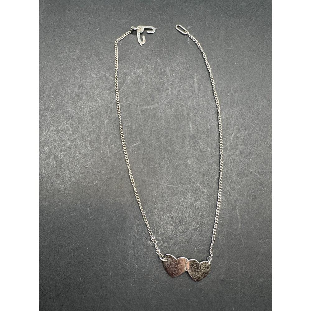 Lestage Sterling Silver 925 ID Identification Double Heart Ankle Bracelet 9"